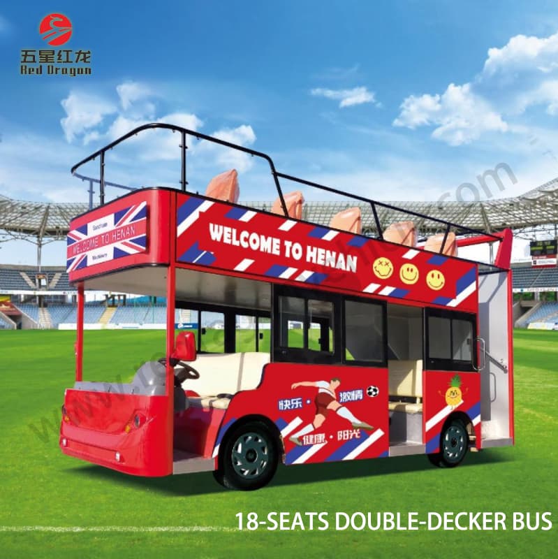 รองรับการปรับแต่ง Electric Sightseeing Bus 18 Seats Double Decker Bus Tour Bus